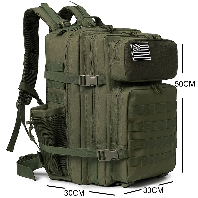 CHIROM SUPPLY Men's 50L Tactical Survival Backpack with Rucksack Bottle Holder.