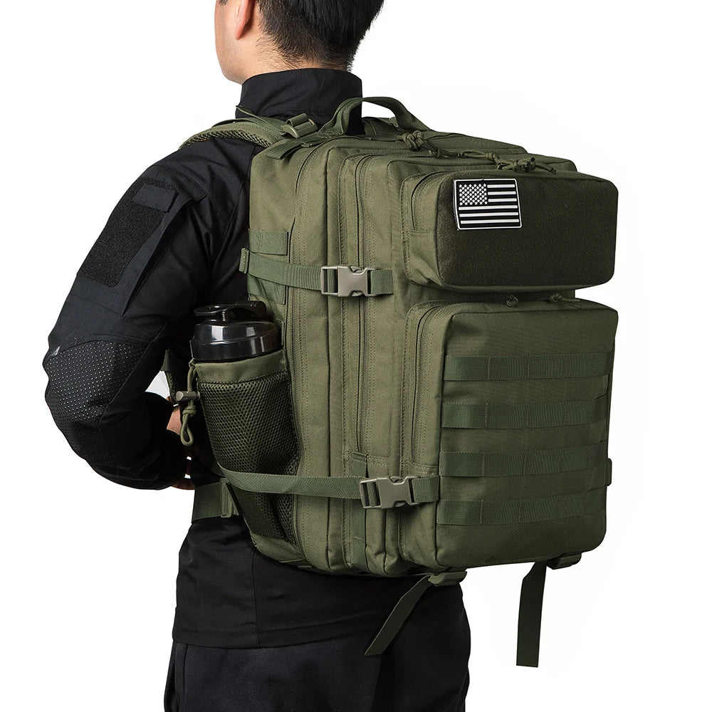 CHIROM SUPPLY Men's 50L Tactical Survival Backpack with Rucksack Bottle Holder.