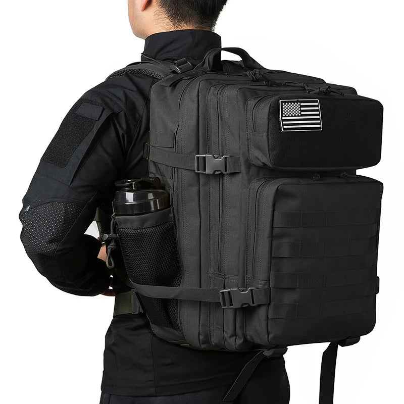 CHIROM SUPPLY Men's 50L Tactical Survival Backpack with Rucksack Bottle Holder.