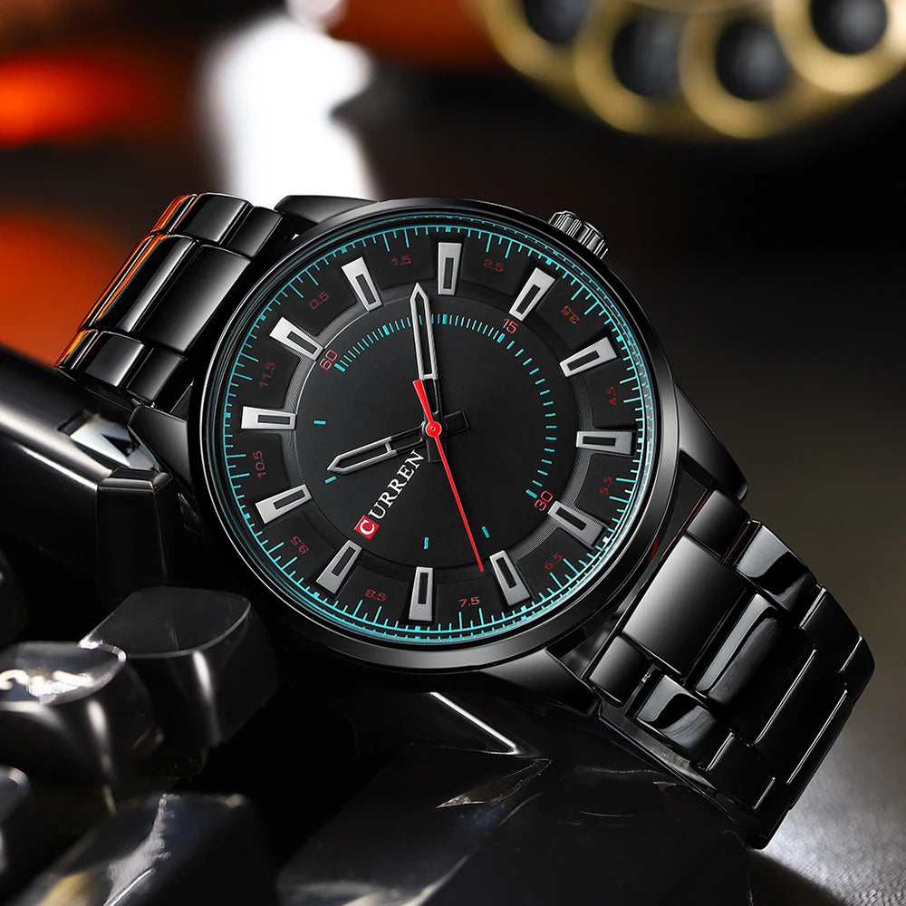 CURREN Men's Stainless Steel Wristwatch and Band