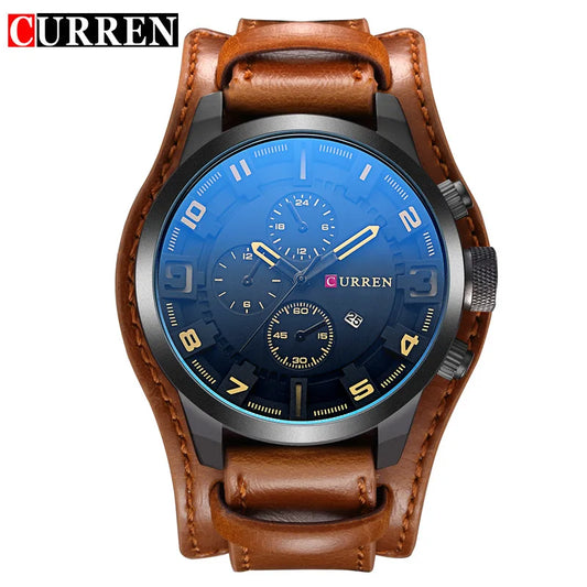 CURREN Men's Luxury Sport Wristwatch with Leather Strap