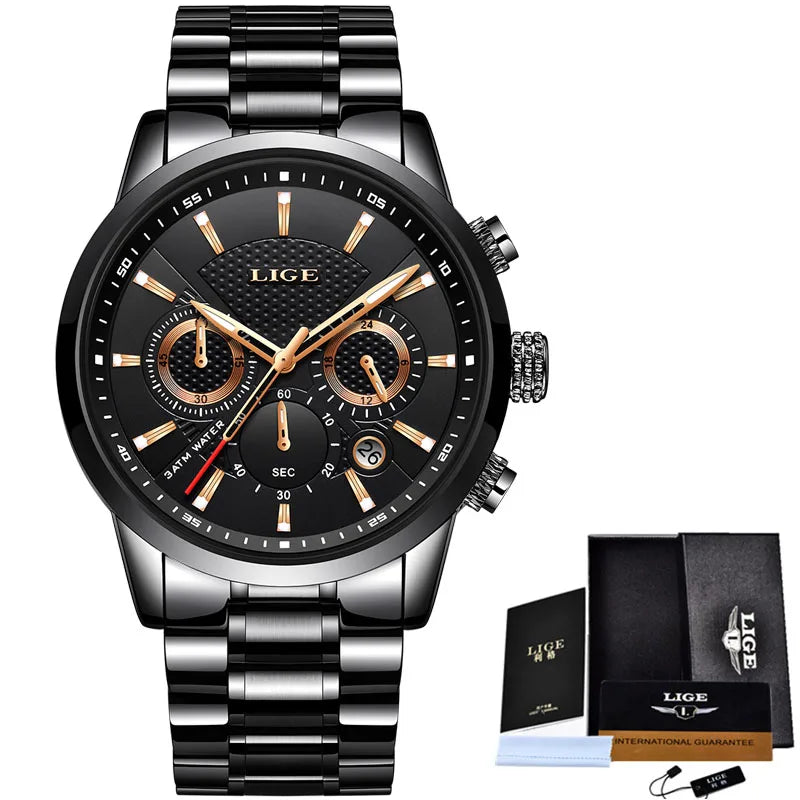 LIGE Men's Waterproof Business Dress Watch
