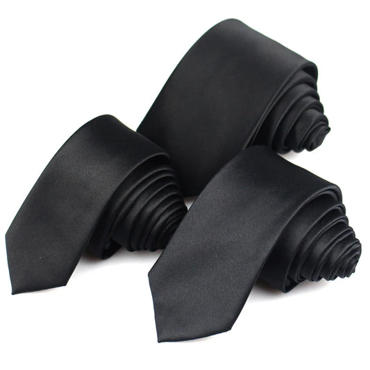 CHIROM SUPPLY Classic Solid Black Silk Ties for Men