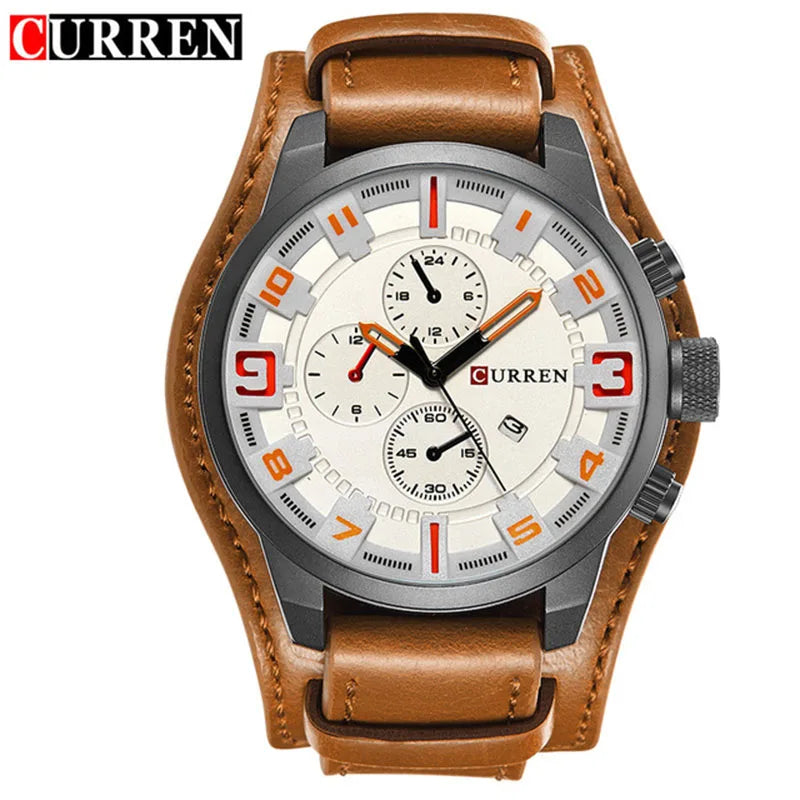CURREN Men's Luxury Sport Wristwatch with Leather Strap