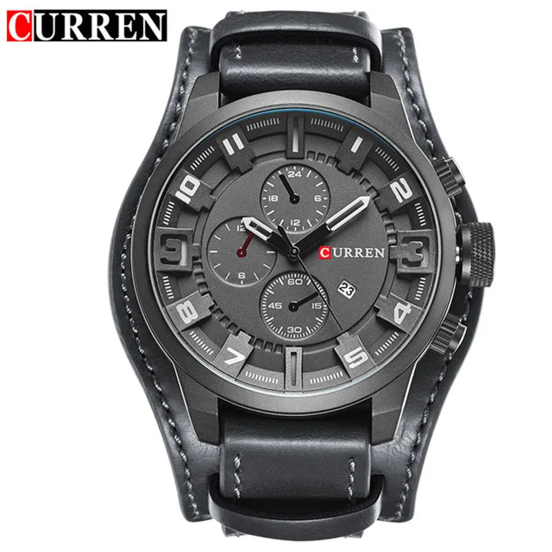 CURREN Men's Luxury Sport Wristwatch with Leather Strap