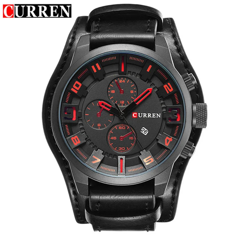 CURREN Men's Luxury Sport Wristwatch with Leather Strap