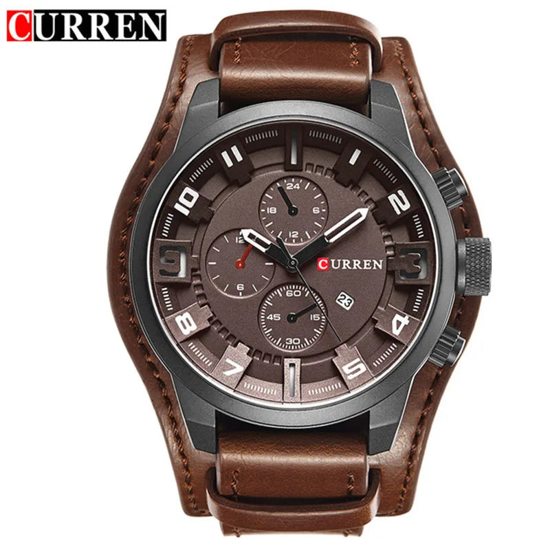 CURREN Men's Luxury Sport Wristwatch with Leather Strap