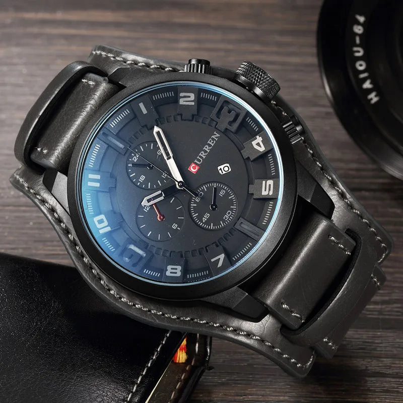 CURREN Men's Luxury Sport Wristwatch with Leather Strap