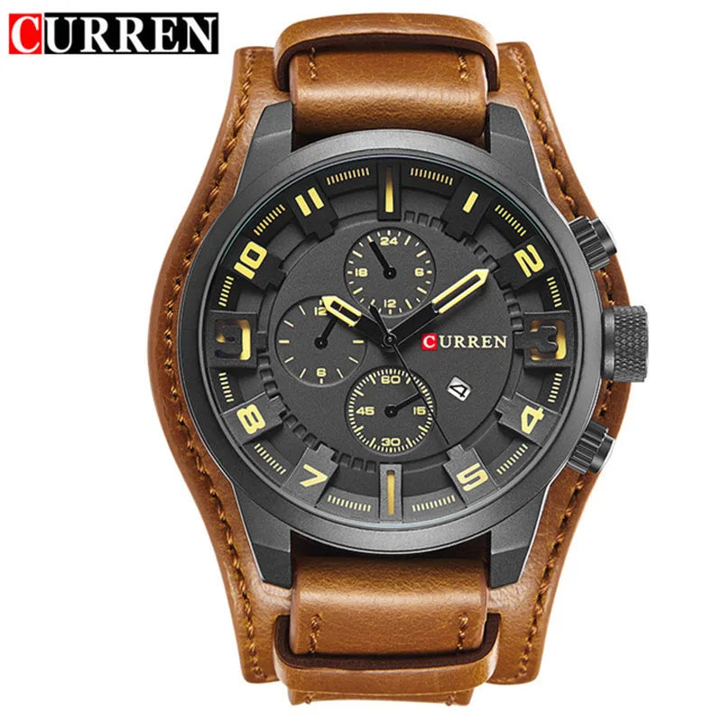 CURREN Men's Luxury Sport Wristwatch with Leather Strap