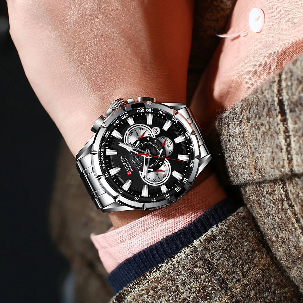 CURREN Men's Casual Sport Chronograph Stainless Steel Wristwatch Luminous