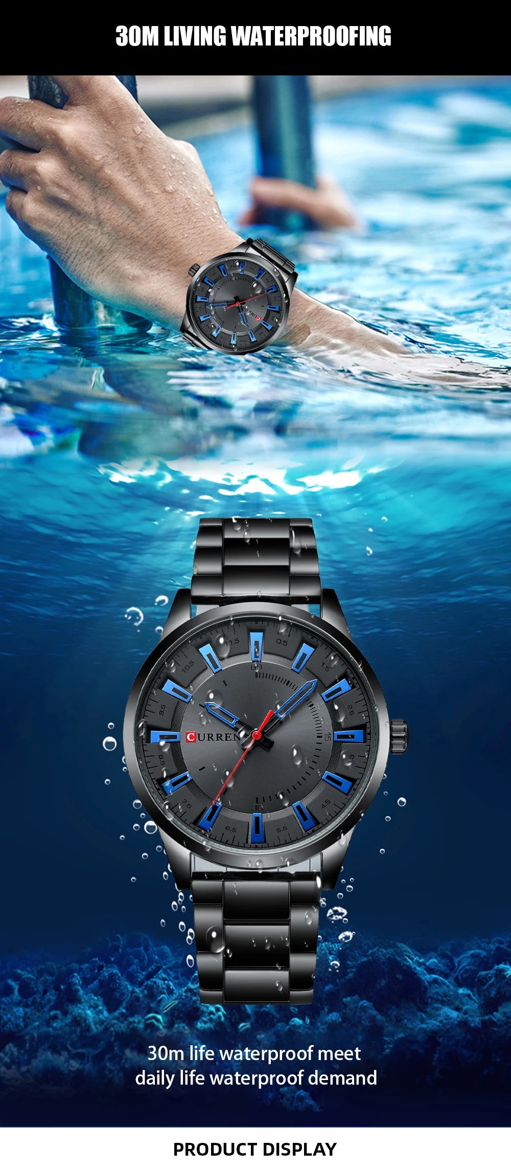 CURREN Men's Stainless Steel Wristwatch and Band