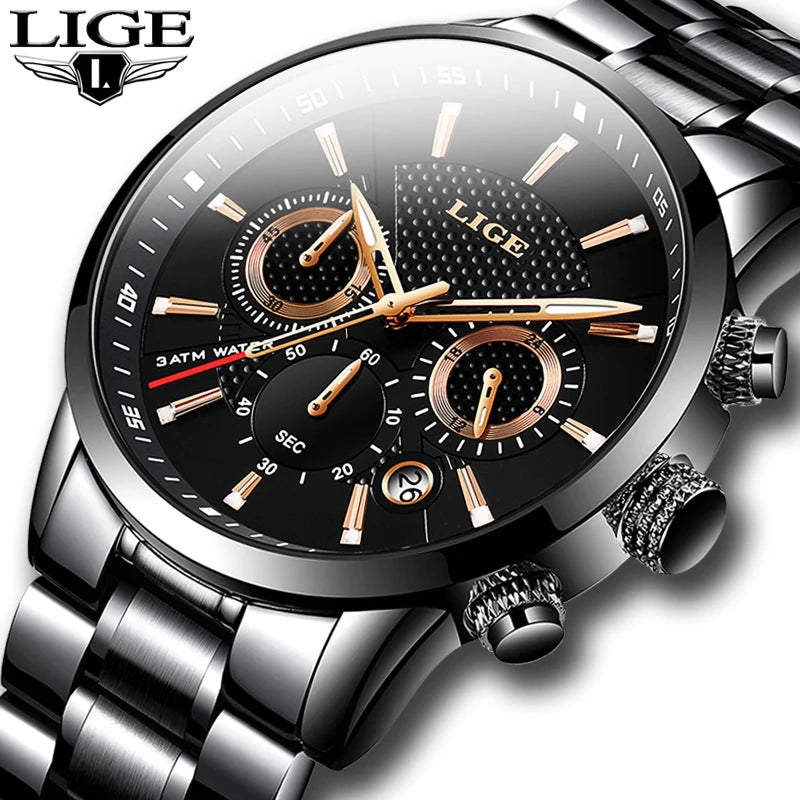 LIGE Men's Waterproof Business Dress Watch