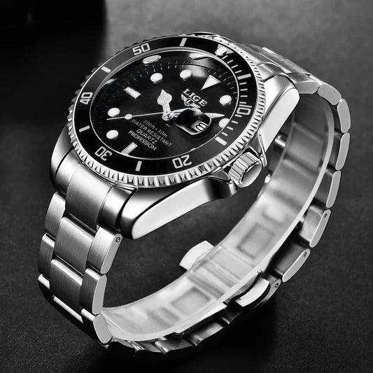 LIGE Men's Luxury Diver's Sport Watch 3ATM Waterproof