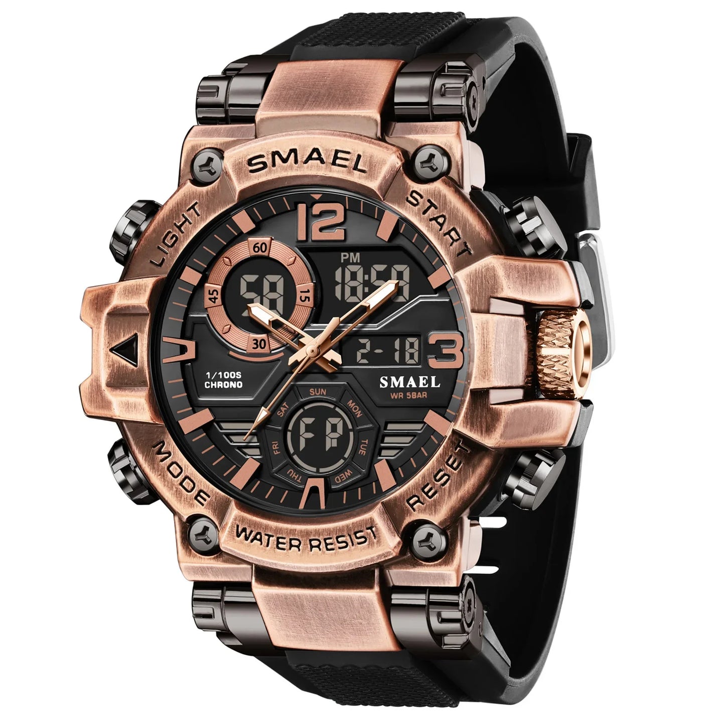 SMAEL 8110 Men's New Sports LED 50m Waterproof Digital Shockproof Electronic Wristwatch.