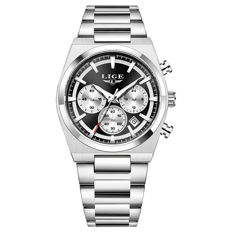 LIGE Men's Luxury Waterproof Watch Luminous Date Chronograph & Stainless Steel