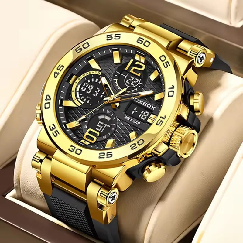 FOXBOX Men's Luxury Sport Wristwatch Waterproof with LED Display