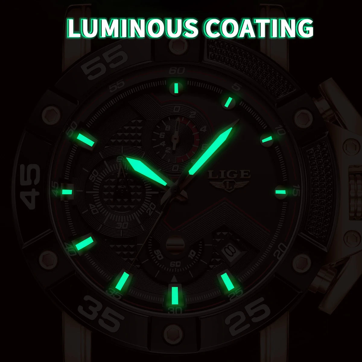 LIGE Men's Military Sports Watch with Silicone Strap Waterproof
