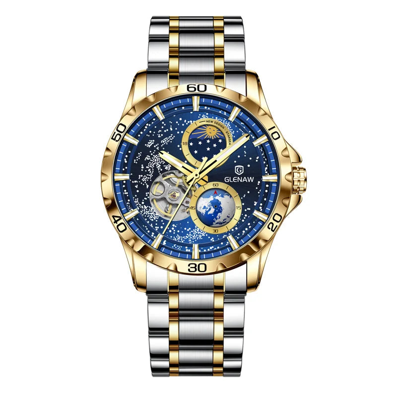 GLENAW Men's Automatic Luminous Stainless Steel Mechanical Watch