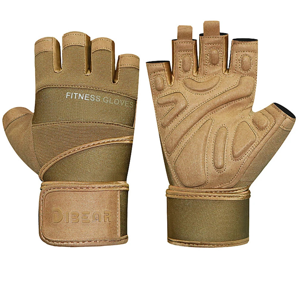 DiBear Men's Half Finger Bodybuilding/Weightlifting Dumbbell+Kettlebell Training Gloves