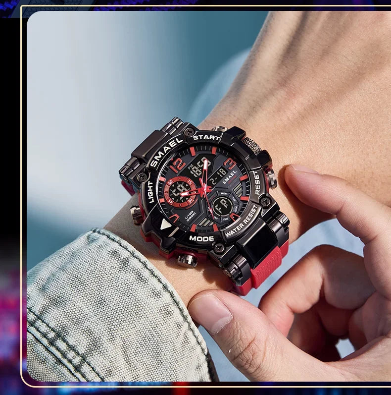 SMAEL 8110 Men's New Sports LED 50m Waterproof Digital Shockproof Electronic Wristwatch.