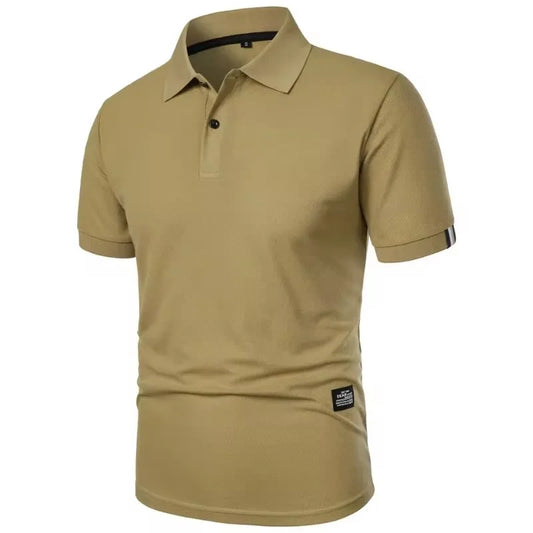 CHIROM SUPPLY Men's Solid Color Lightweight Summer Casual Short Sleeve Polo Button Shirt