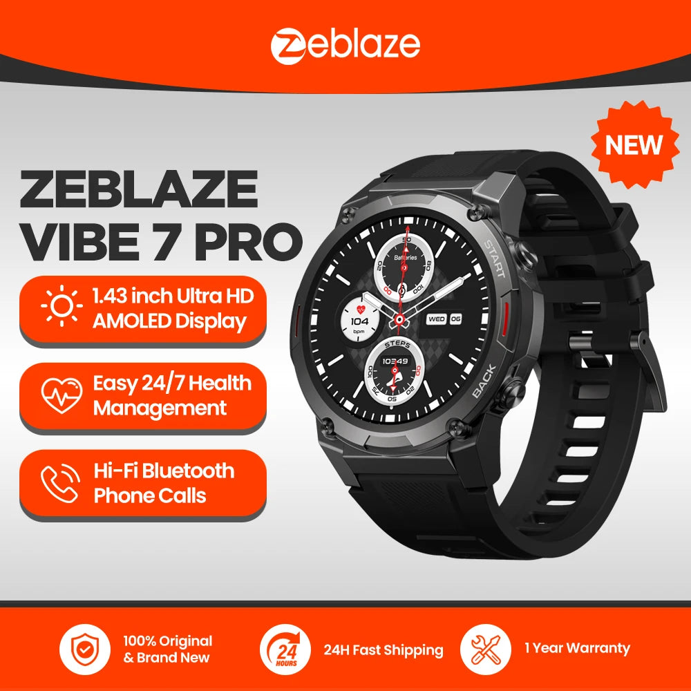 ZEBLAZE VIBE 7 PRO 1.43'' AMOLED Sports Smartwatch for Men