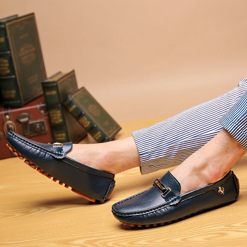 YRZL Men's Handmade Luxury Loafers PU Leather Flats Slip-on Shoes
