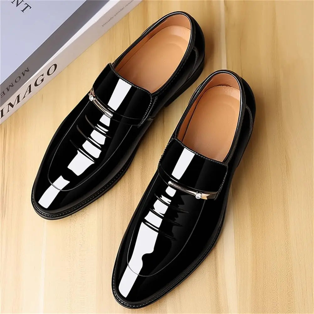 CHIROM SUPPLY Men's Black Oxford Dress Shoes High Gloss Loafers.