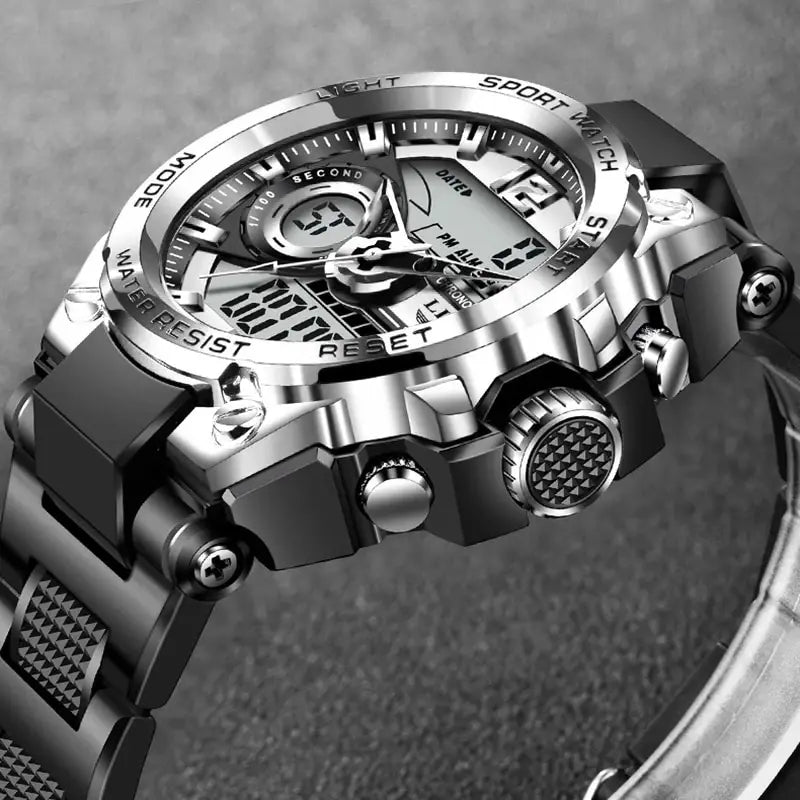 LIGE Men's Digital Sport Military Watch 50m Waterproof LED