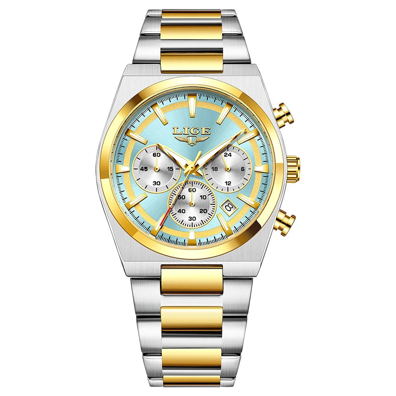 LIGE Men's Luxury Waterproof Watch Luminous Date Chronograph & Stainless Steel