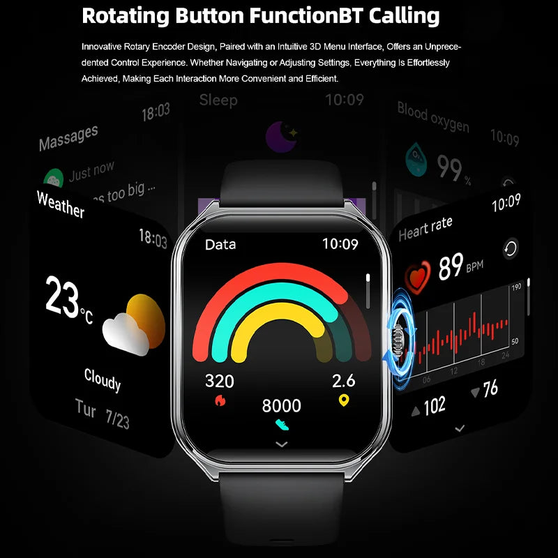 Ultra Thin 1.96" AMOLED 360 HD Men's Smartwatch