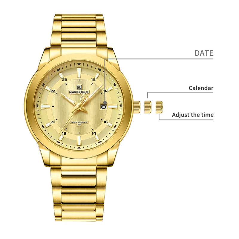 NAVIFORCE Men's Casual Luxury Stainless Steel Wristwatch