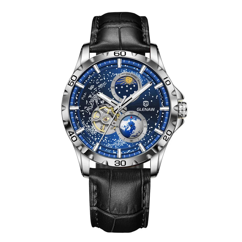 GLENAW Men's Automatic Luminous Stainless Steel Mechanical Watch