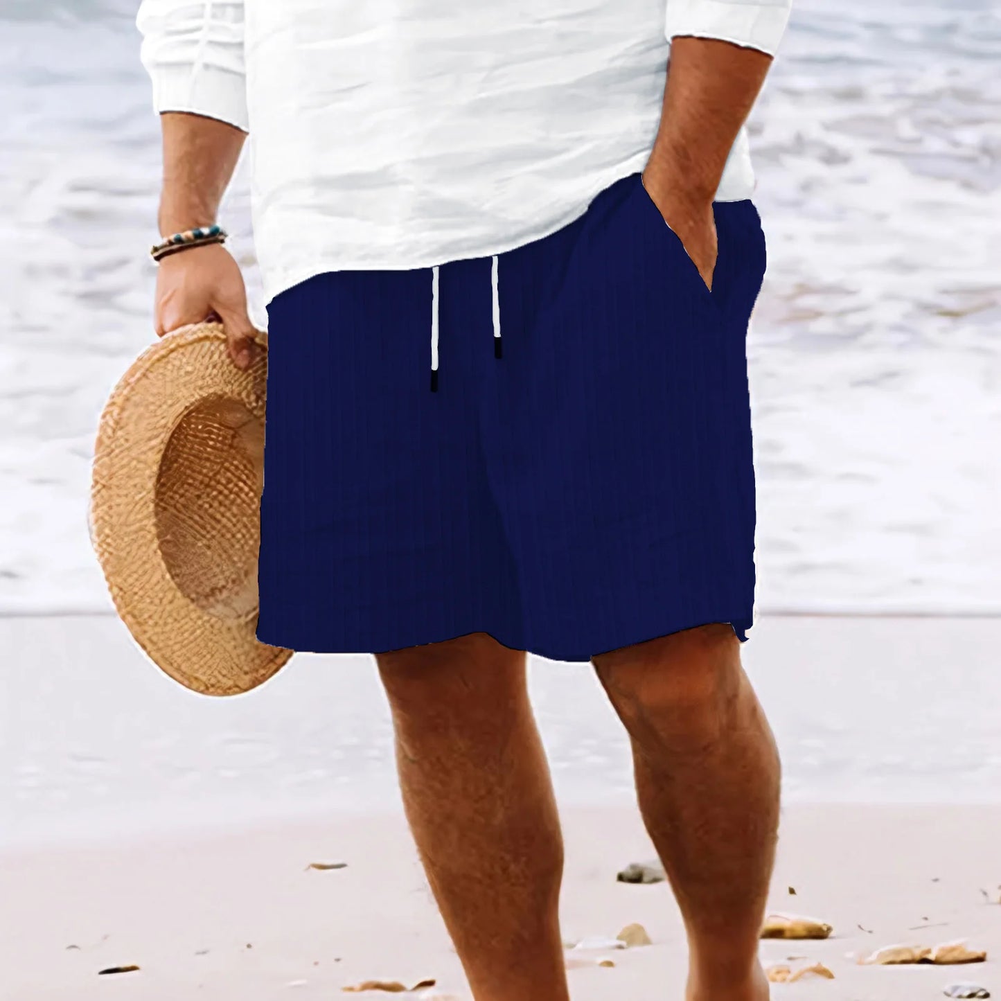CHIROM SUPPLY Men's Hawaiian Beach Style Multi-Pocket Lightweight Comfortable Shorts