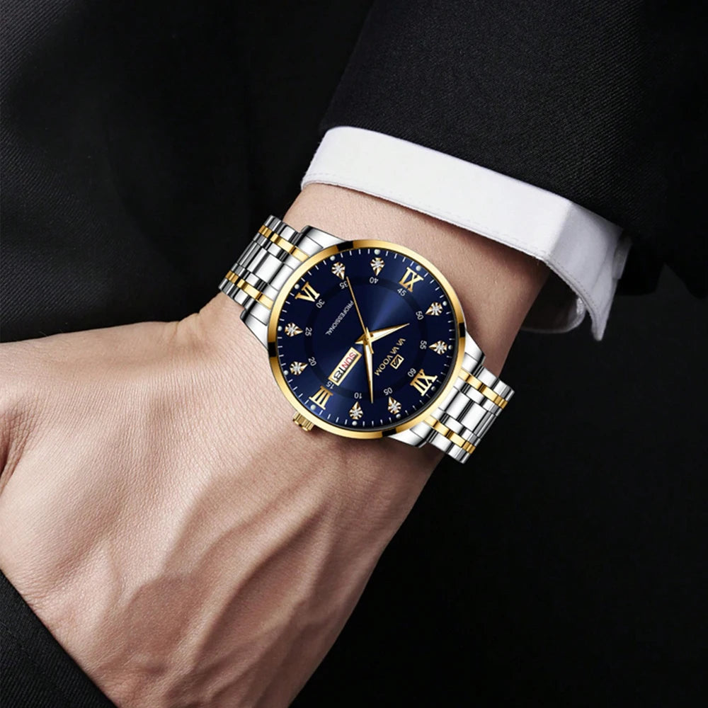 VA VA VOOM Men's Luxury Stainless Steel & Waterproof Wrist-Watch