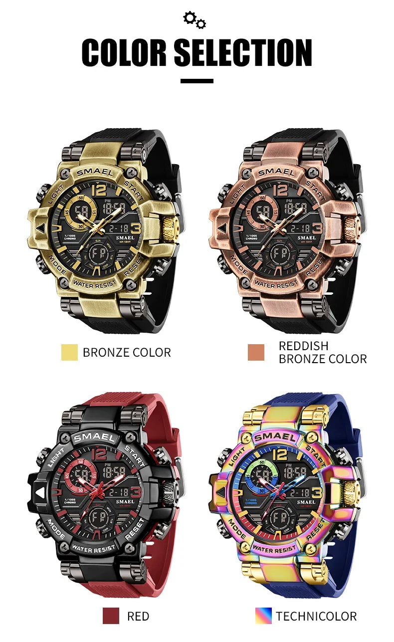 SMAEL 8110 Men's New Sports LED 50m Waterproof Digital Shockproof Electronic Wristwatch.