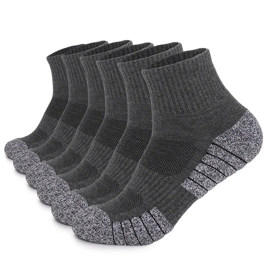 CHIROM SUPPLY 6 pairs Men's Outdoor Sports Thickened Bottomed Sweat-absorbing Short Tube Running Socks.