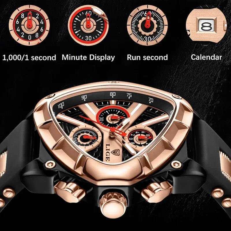 LIGE Original Luxury Men's Sport Quartz Waterproof Watch