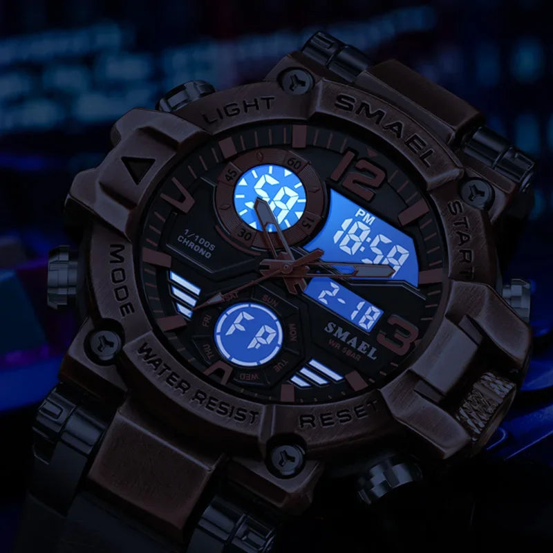 SMAEL 8110 Men's New Sports LED 50m Waterproof Digital Shockproof Electronic Wristwatch.