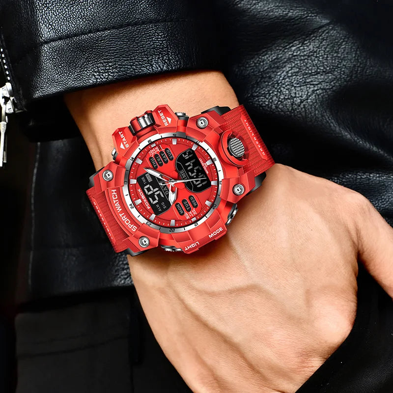 FOXBOX Men's Waterproof Sports Chronograph Military Quartz Digital Wristwatch
