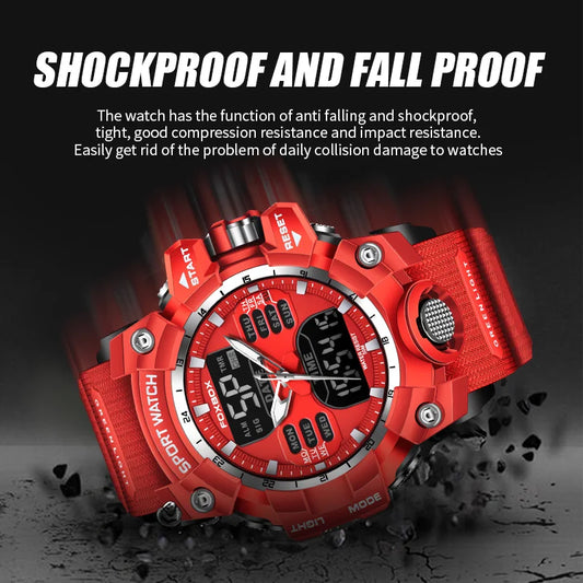 FOXBOX Men's Waterproof Sports Chronograph Military Quartz Digital Wristwatch