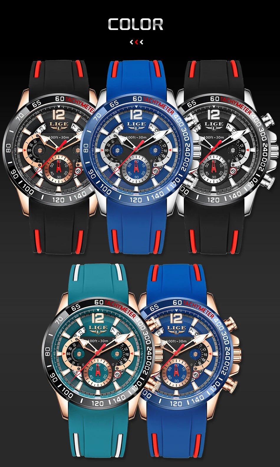 LIGE Luxury Fashion Quartz Men's Business Waterproof Luminous Sports Watch