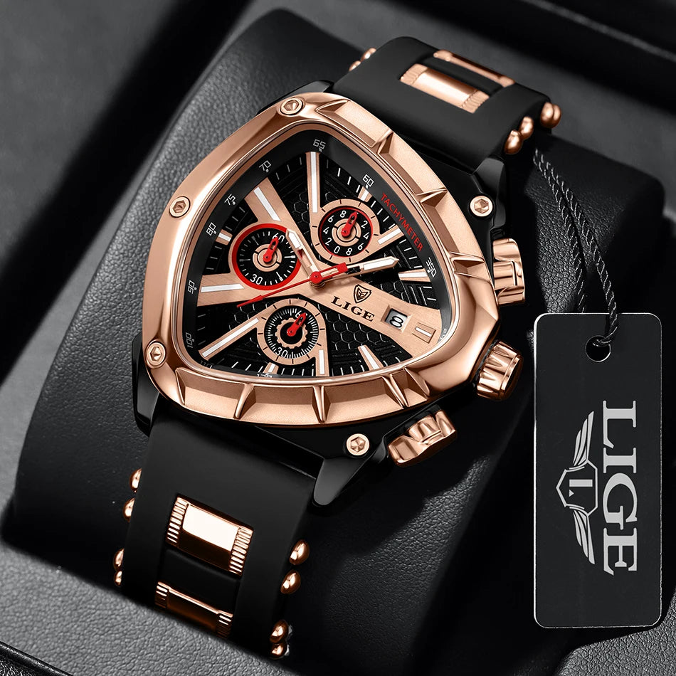 LIGE Original Luxury Men's Sport Quartz Waterproof Watch