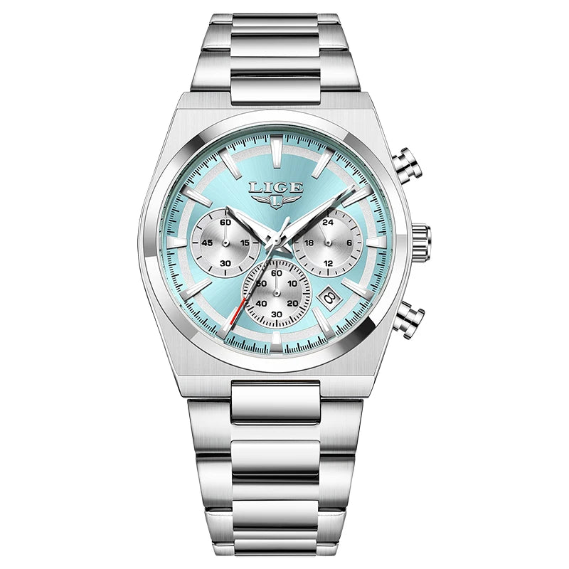 LIGE Men's Luxury Waterproof Watch Luminous Date Chronograph & Stainless Steel