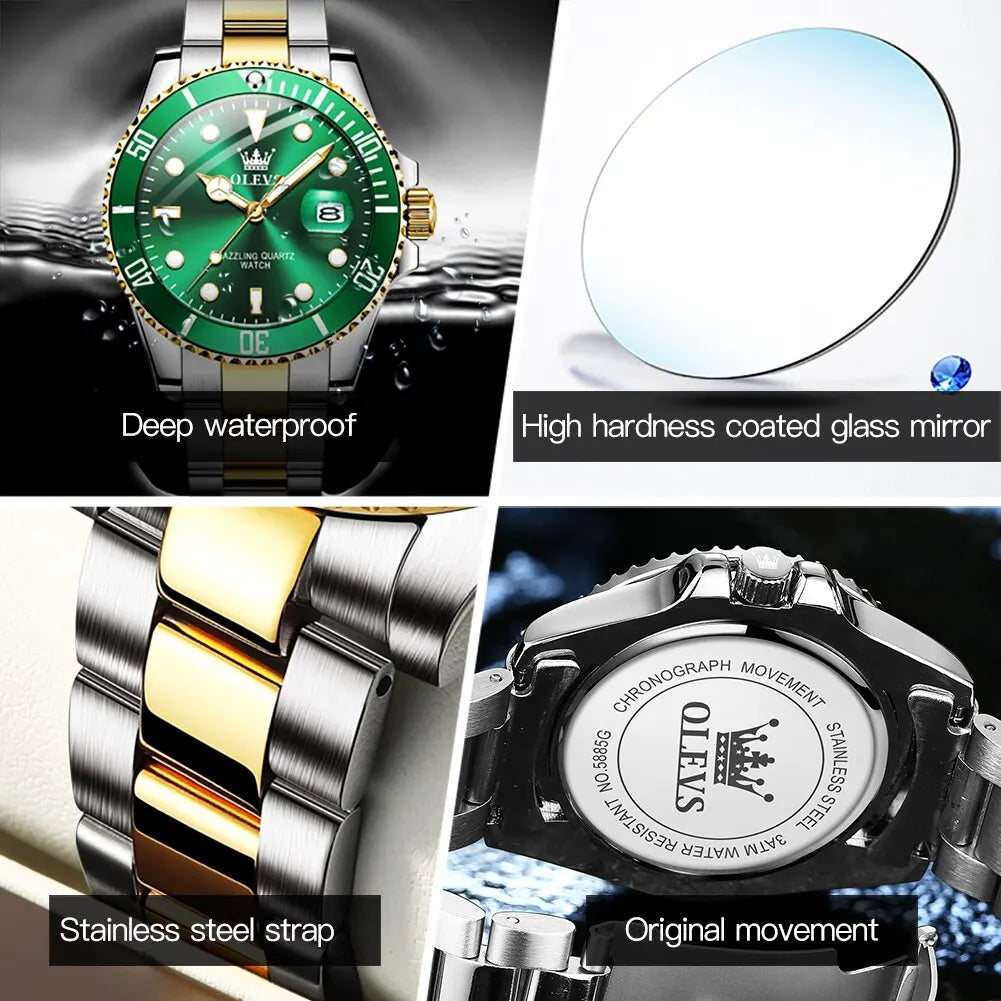 OLEVS Men's Luxury Quartz Waterproof Wristwatch