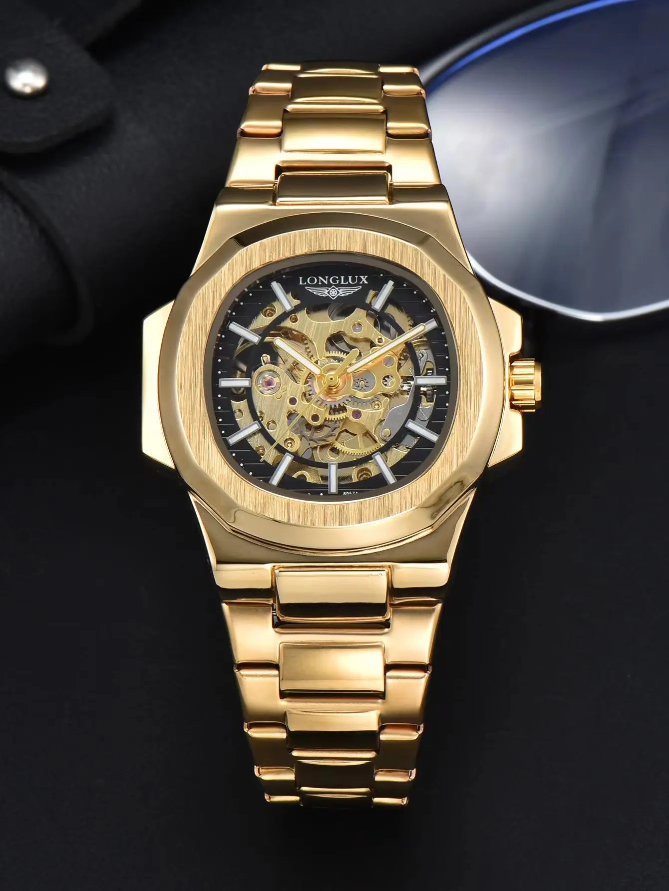 LONGLUX Men's Luxury Mechanical+Stainless Steel Wristwatch