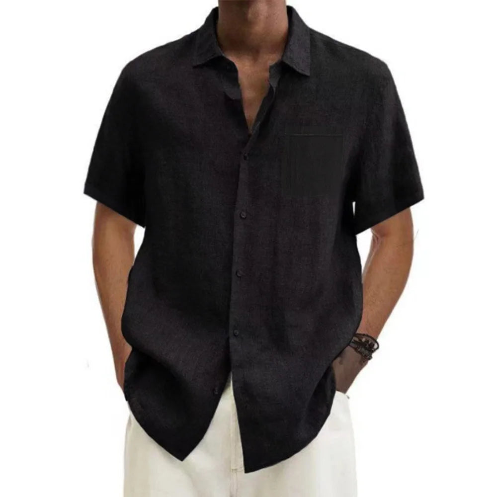 CHIROM SUPPLY Men's Cotton Short-Sleeved Button-Down Beach Shirts