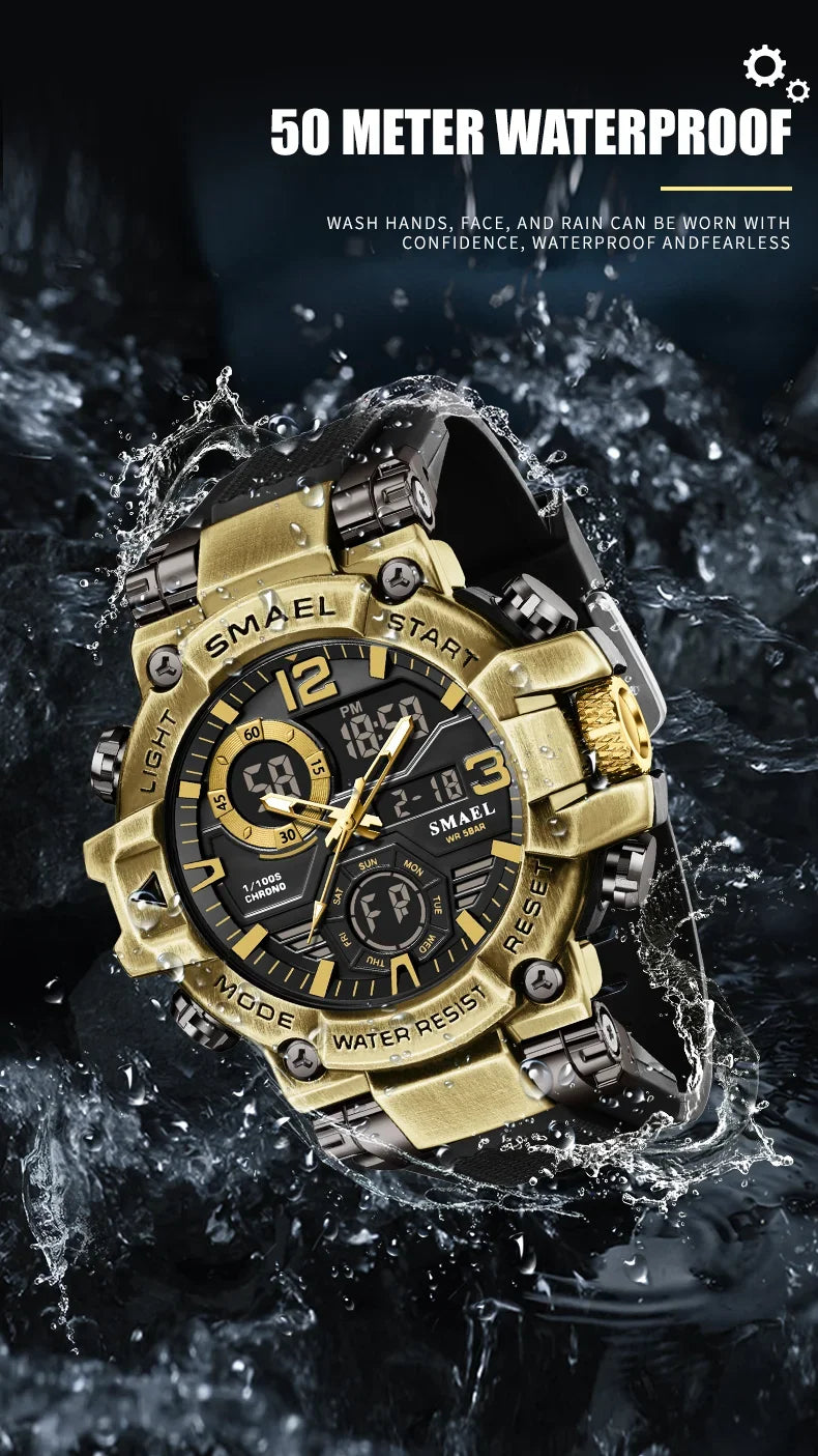 SMAEL 8110 Men's New Sports LED 50m Waterproof Digital Shockproof Electronic Wristwatch.