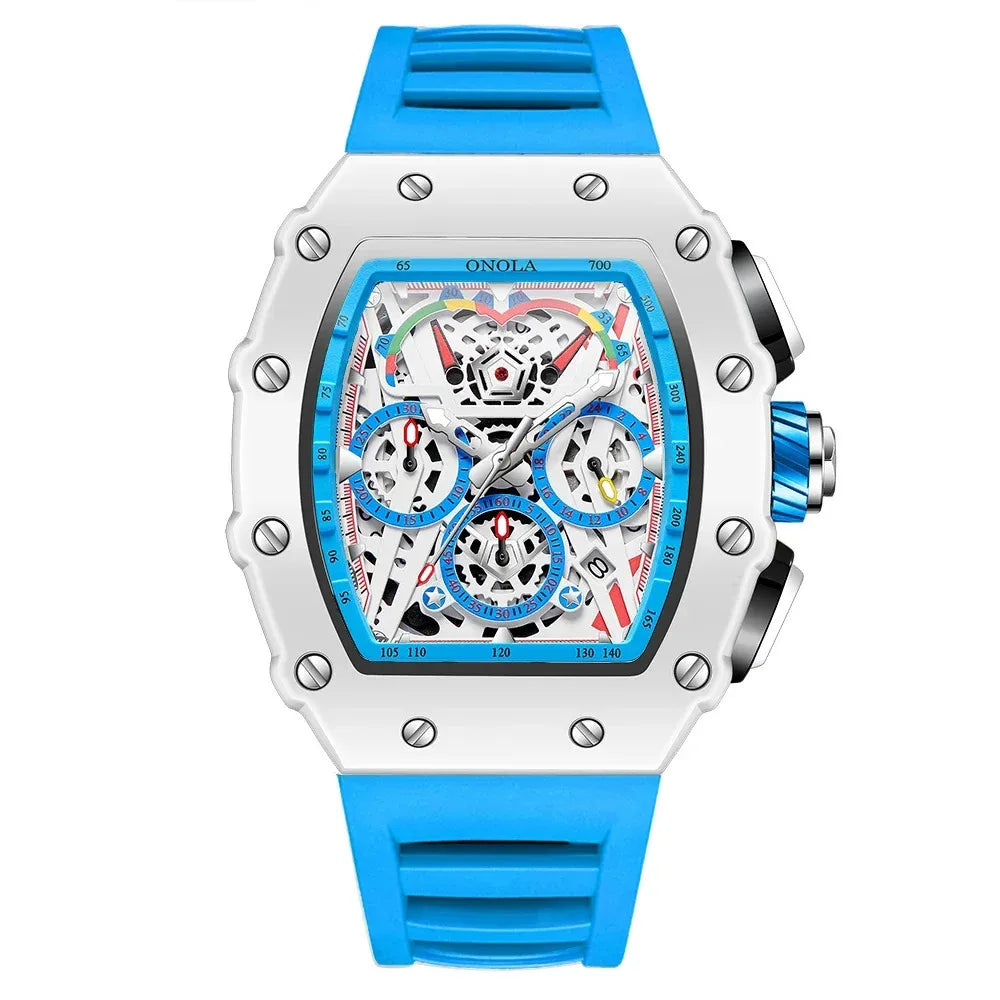 ONOLA Men's Luxury Silicone Sports Wristwatch Waterproof