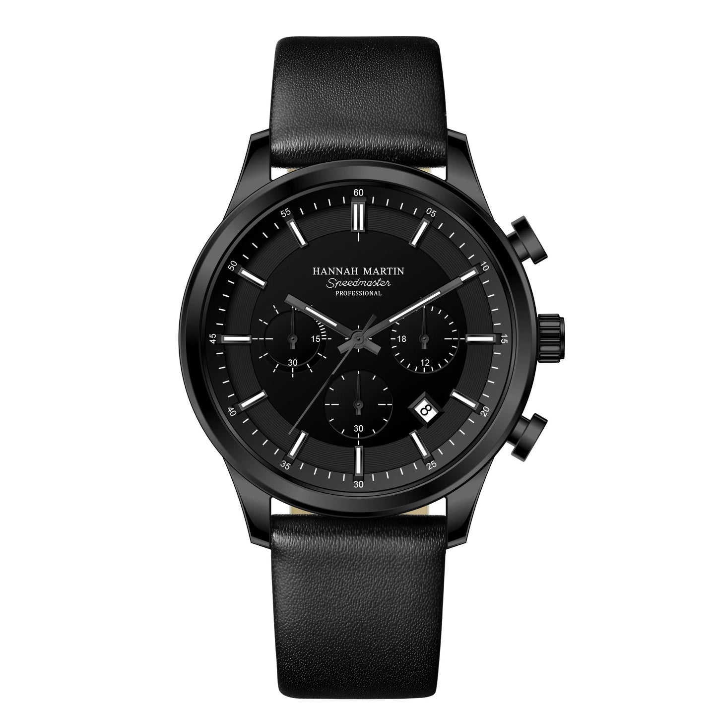 HANNAH MARTIN Men's Business Casual Leather Multifunctional Sports Watch